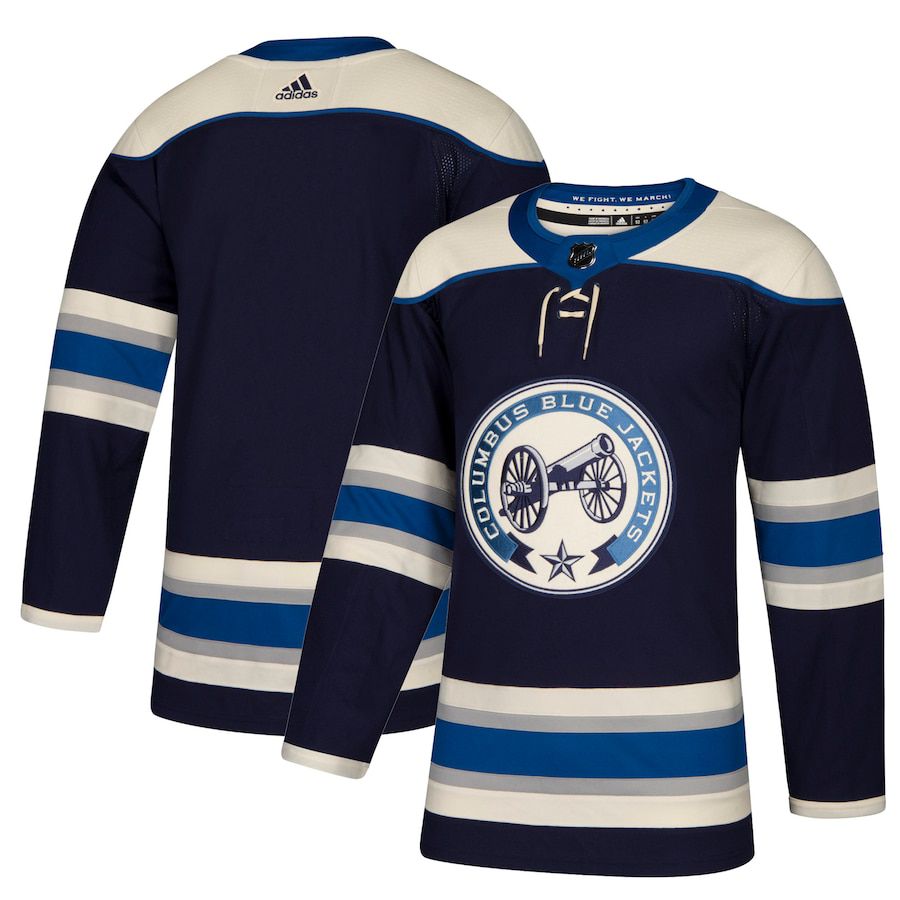 Men Columbus Blue Jackets adidas Navy Authentic Alternate Blank NHL Jersey